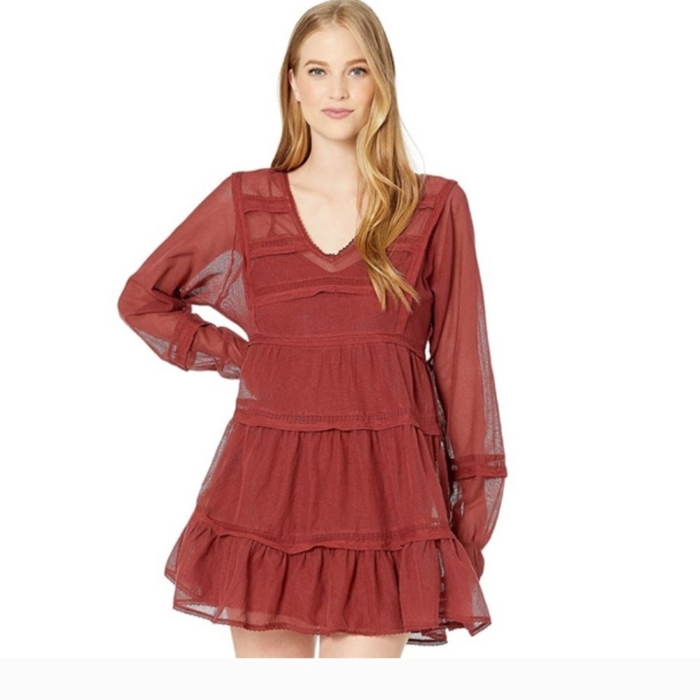 NEW XS Free People Berlin Mini Mangosteen Dress Size Wine/Burgundy